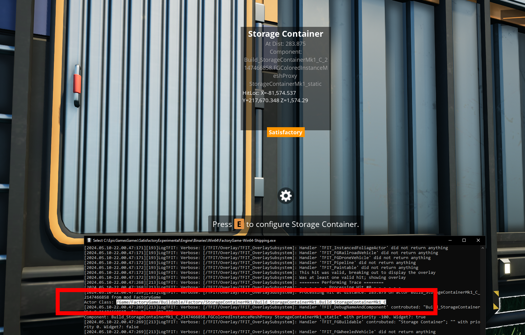 TFIT showing the asset path of a building in the log files